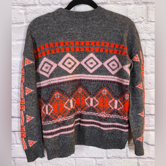 J.Crew Wool Blend Nordic Fair Isle Sweater Mohair Wool Acrylic Blend Size M - Picture 7 of 7